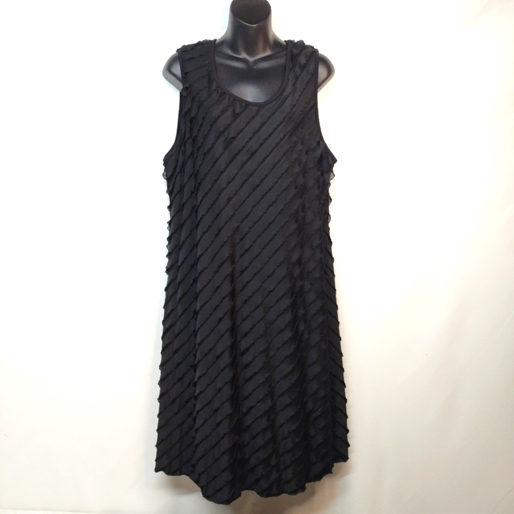 CJ Banks Women's Black Eyelash Layered Dress Size 16/18W NWT